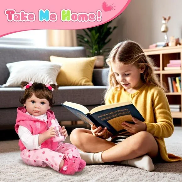 🆕22Inch Soft Cloth Body Newborn Baby Poseable Limbs Deer Reborn Baby Girl - Picture 6 of 11